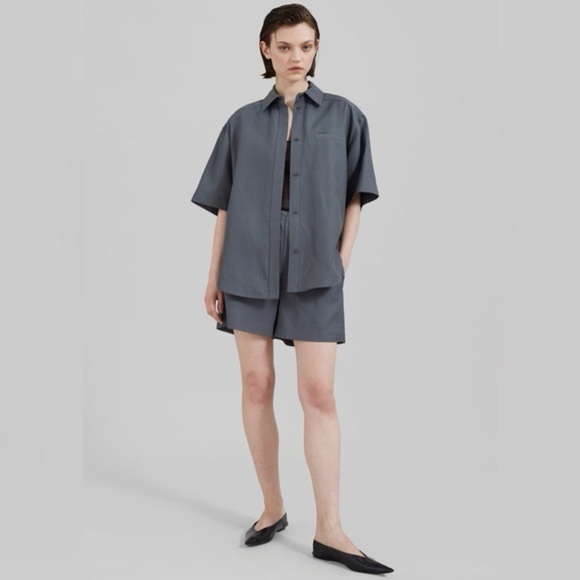 LouLou Studio de Saison Seto Slub-Texture Shorts Grey Size Small - Picture 5 of 12